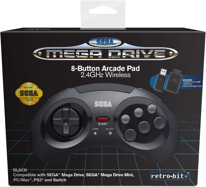 Retro-Bit SEGA Mega Drive 8-Button Arcade Pad (Black) for MD, PC & Mac ...