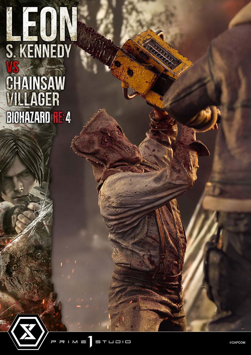 Ultimate Premium Masterline Resident Evil 4 1/4 Scale Statue: Leon S. Kennedy VS Chainsaw Villager image 10