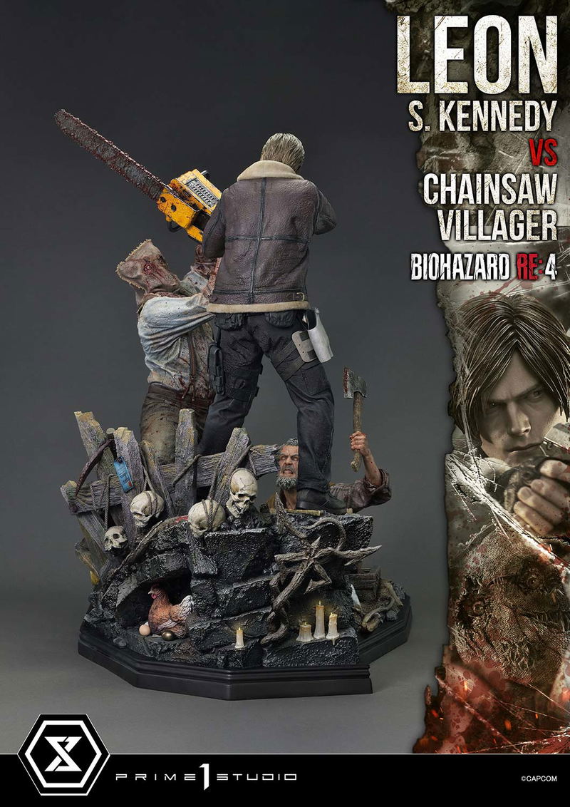 Ultimate Premium Masterline Resident Evil 4 1/4 Scale Statue: Leon S. Kennedy VS Chainsaw Villager image 13