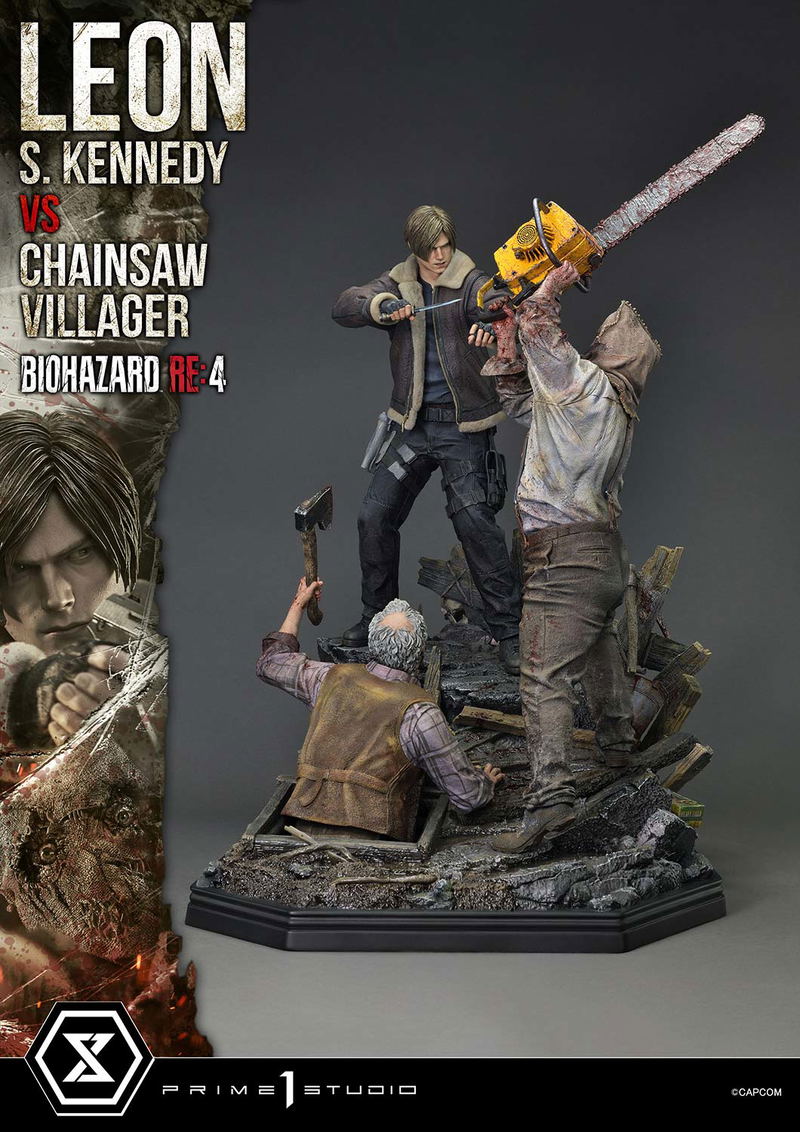 Ultimate Premium Masterline Resident Evil 4 1/4 Scale Statue: Leon S. Kennedy VS Chainsaw Villager image 16
