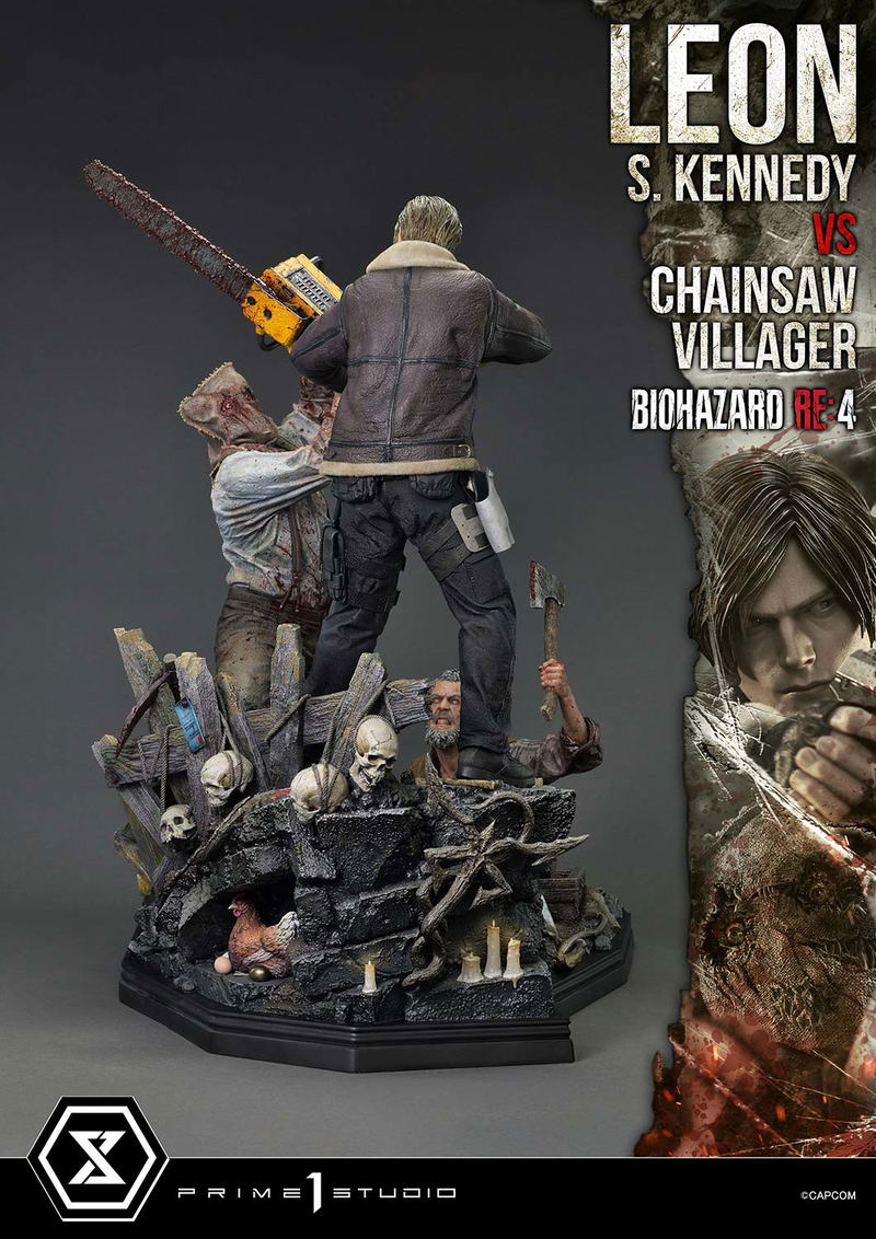 Ultimate Premium Masterline Resident Evil 4 1/4 Scale Statue: Leon S. Kennedy VS Chainsaw Villager image 17