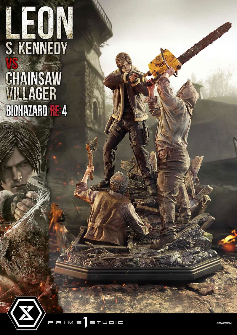 Ultimate Premium Masterline Resident Evil 4 1/4 Scale Statue: Leon S. Kennedy VS Chainsaw Villager image 2