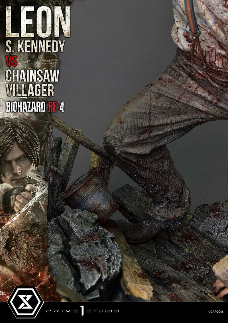 Ultimate Premium Masterline Resident Evil 4 1/4 Scale Statue: Leon S. Kennedy VS Chainsaw Villager image 26