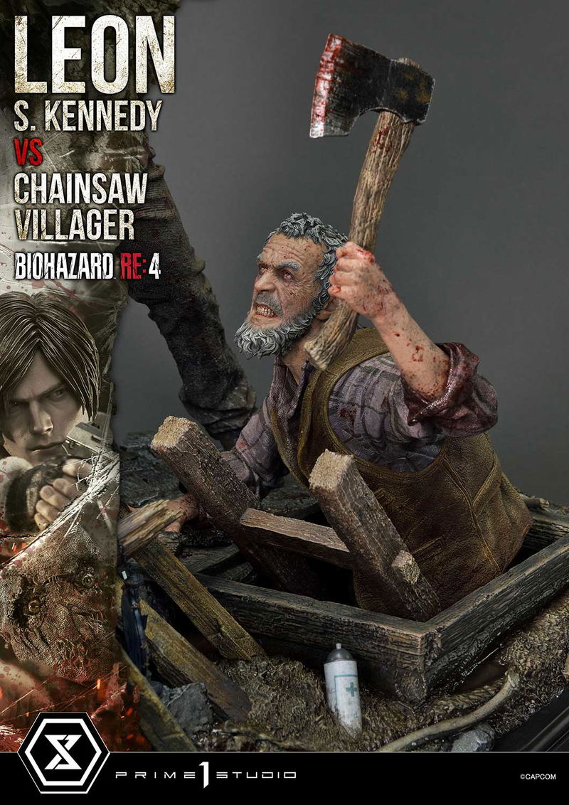 Ultimate Premium Masterline Resident Evil 4 1/4 Scale Statue: Leon S. Kennedy VS Chainsaw Villager image 29