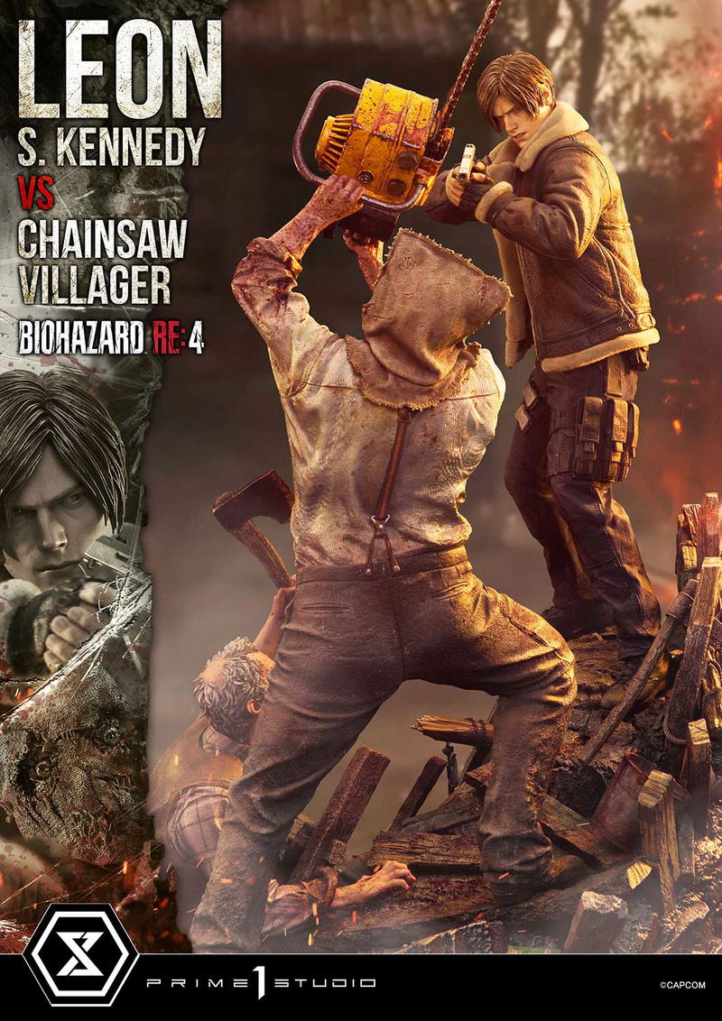 Ultimate Premium Masterline Resident Evil 4 1/4 Scale Statue: Leon S. Kennedy VS Chainsaw Villager image 5