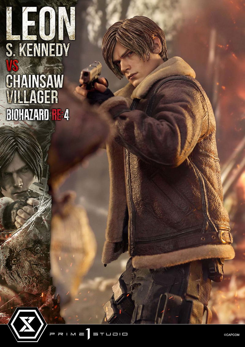 Ultimate Premium Masterline Resident Evil 4 1/4 Scale Statue: Leon S. Kennedy VS Chainsaw Villager image 6