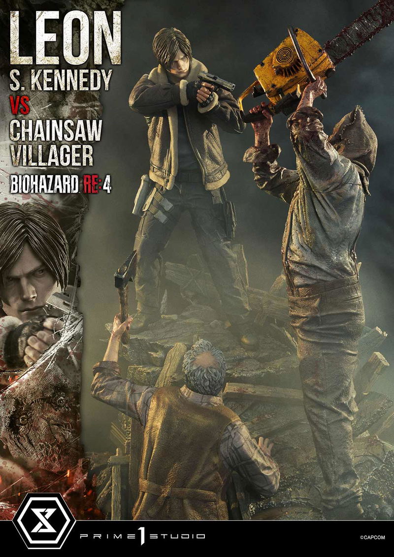 Ultimate Premium Masterline Resident Evil 4 1/4 Scale Statue: Leon S. Kennedy VS Chainsaw Villager image 7