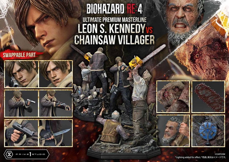 Ultimate Premium Masterline Resident Evil 4 1/4 Scale Statue: Leon S. Kennedy VS Chainsaw Villager image 78