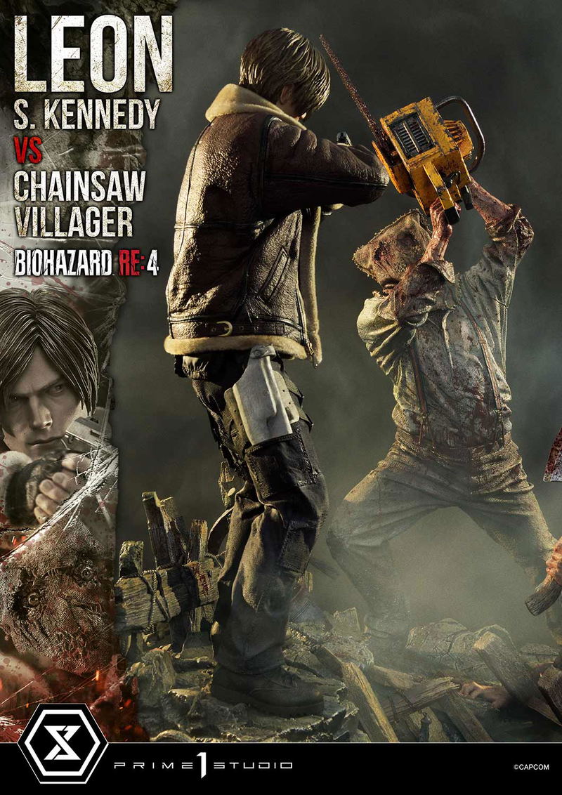 Ultimate Premium Masterline Resident Evil 4 1/4 Scale Statue: Leon S. Kennedy VS Chainsaw Villager image 8