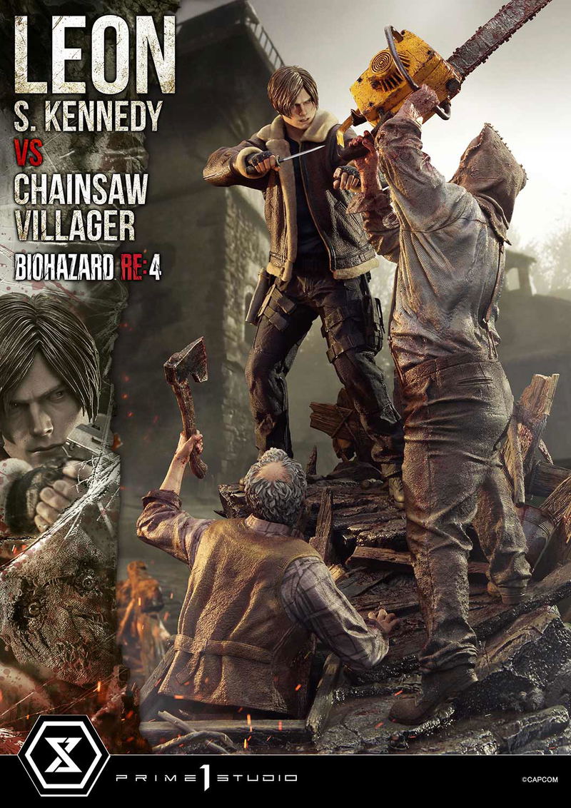 Ultimate Premium Masterline Resident Evil 4 1/4 Scale Statue: Leon S. Kennedy VS Chainsaw Villager image 9