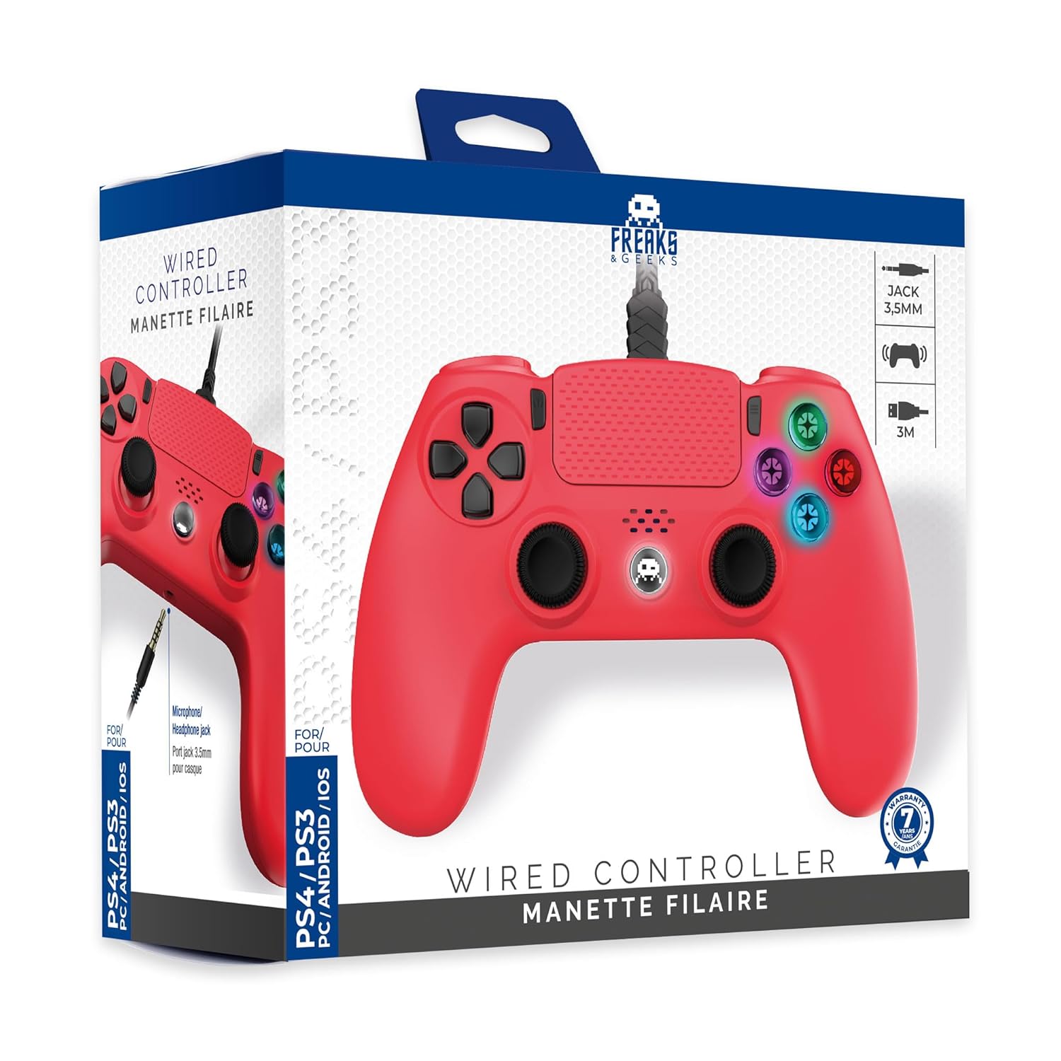 Freaks And Geeks Wired Controller for PS4 (Red) 対応 PlayStation 4