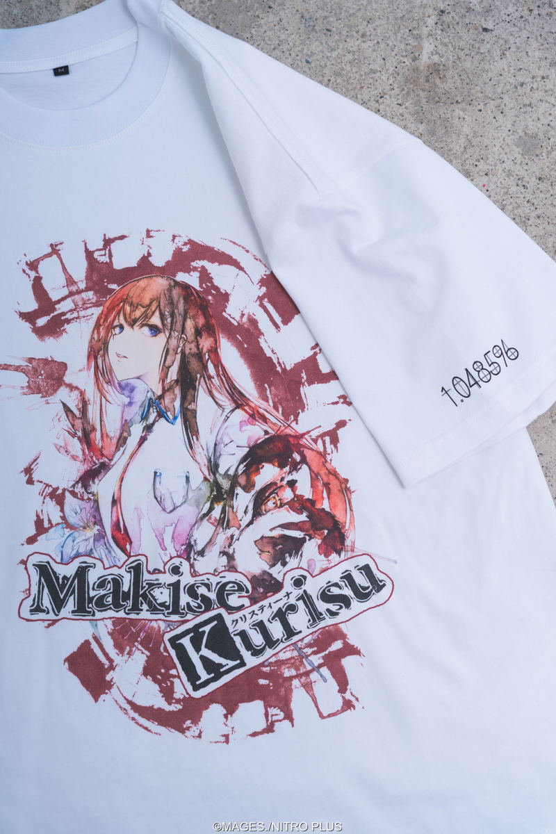 Steins;Gate Makise Kurisu Ink Painting Style White Background Color T-shirt (Size XL) image 4