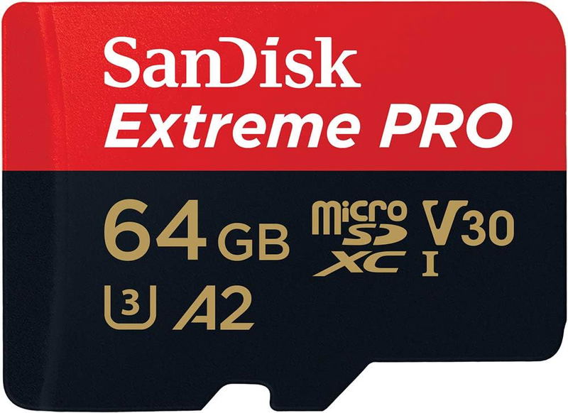 SanDisk Extreme PRO R200/W90 microSDXC Kit, UHS-I U3, A2, Class 10 (64GB) image 1