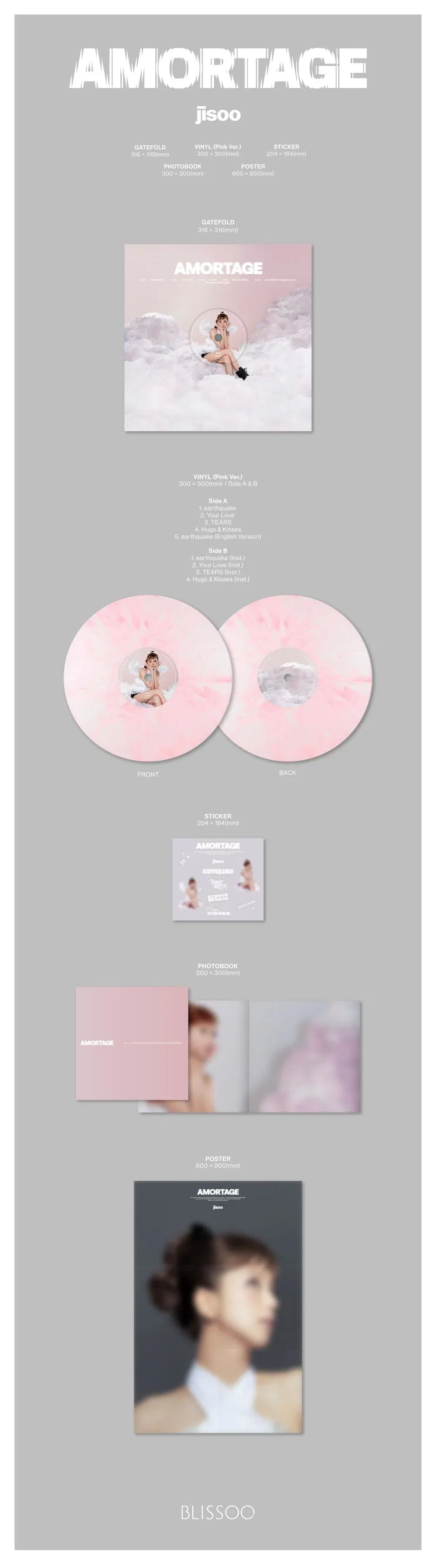 JISOO - AMORTAGE / Mini Album Vinyl (Pink ver.) (JISOO 지수)