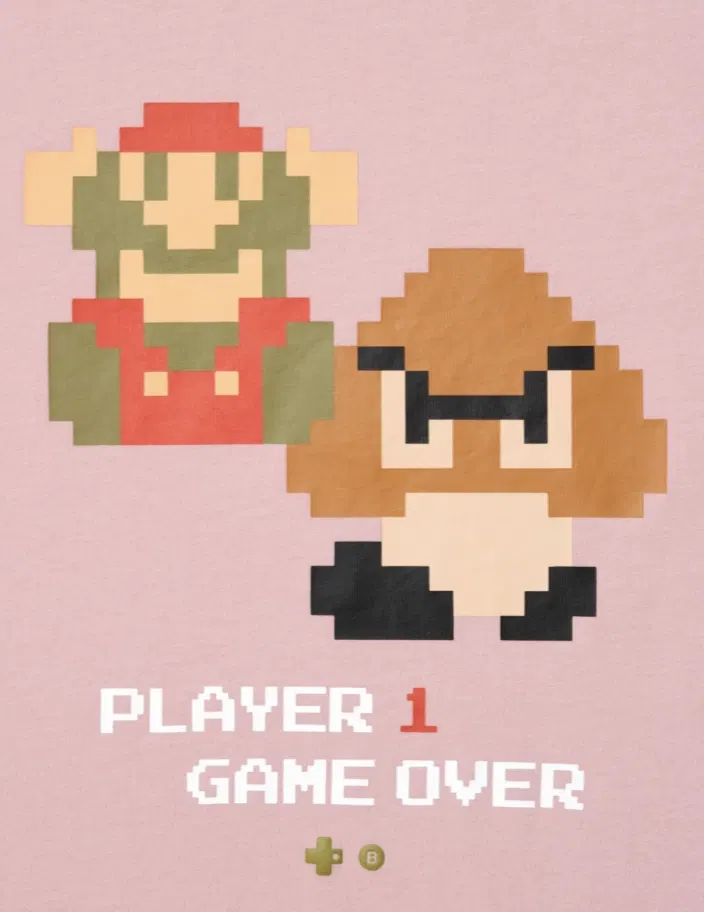 UT Super Mario  - Game Over T-Shirt (Pink | Size XXL) image 2