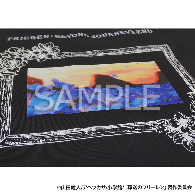 Frieren: Beyond Journey's End AMICIS Blue-Moon Weed Flower T-shirt (Black | Size L) image 3
