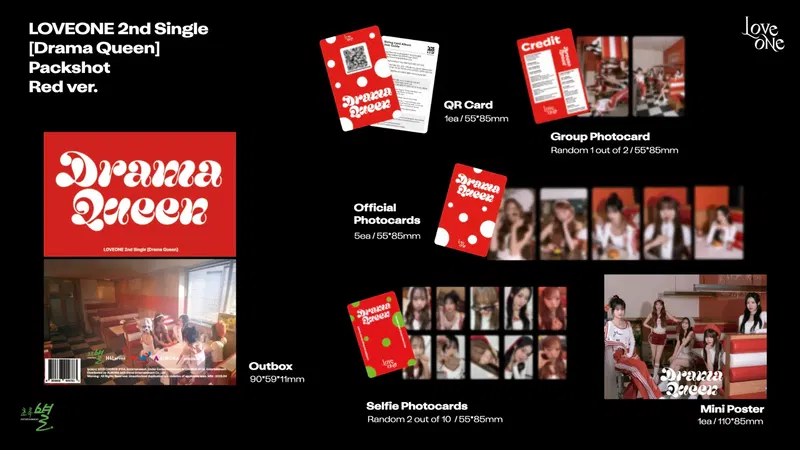 LOVEONE - Drama Queen / 2nd Single ALBUM (Pink/Red ver.) image 3