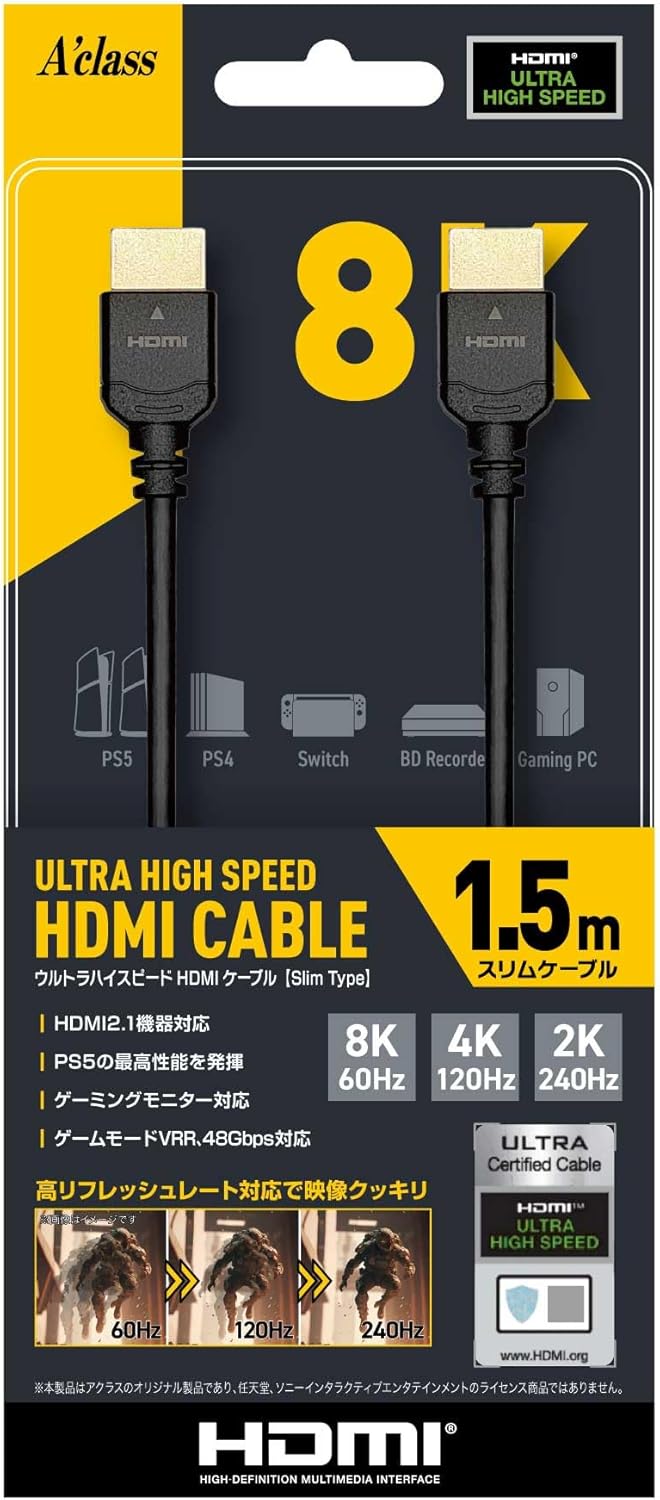 Aclass Ultra High Speed HDMI Cable Slim Type (1.5m) image 1