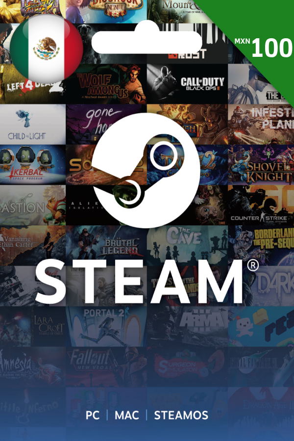 Steam Gift Card MXN 100 | For Mexico Currency Only STEAM digital — Import Game Deal