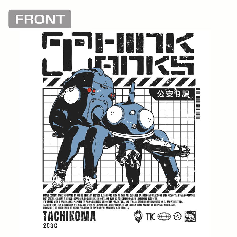 Ghost In The Shell: Stand Alone Complex - Think Tanks Tachikoma T-shirt (White | Size XL) image 2