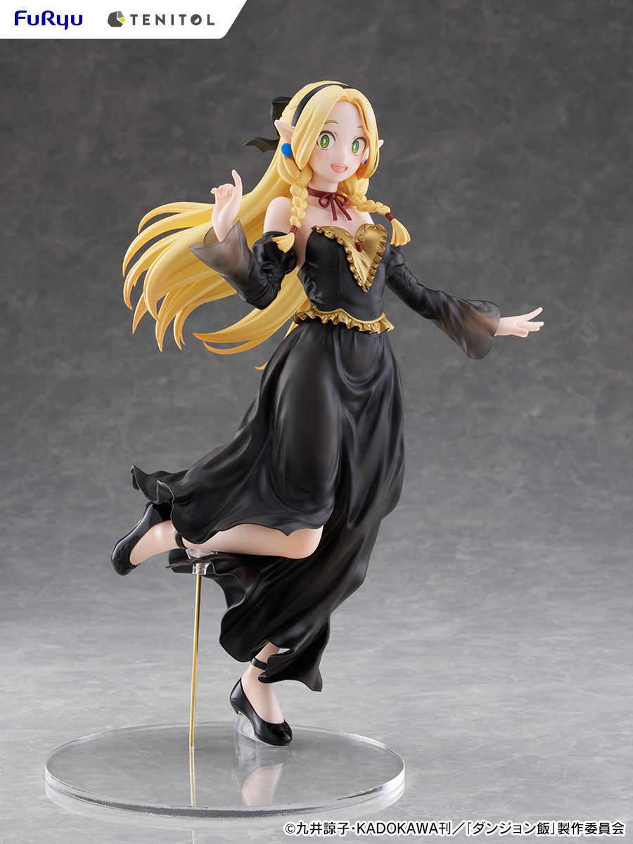 marcille black dress Delicious In Dungeon Marcille Black Dress Headscarf Tail Cosplay Costume Set