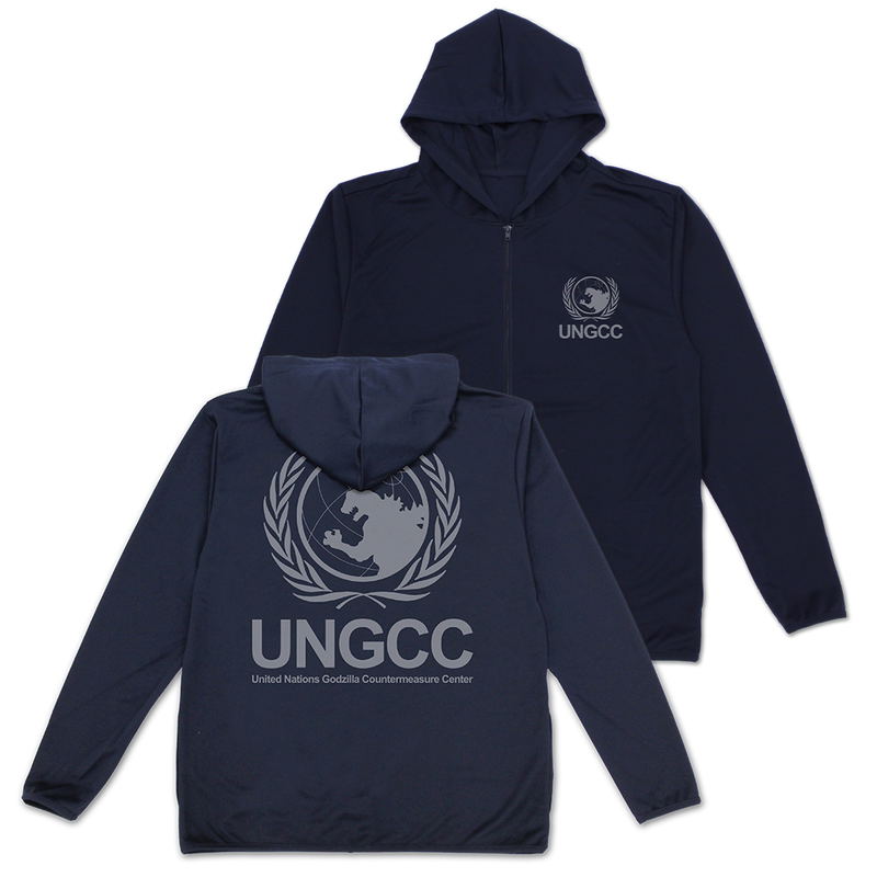 Godzilla - United Nations Godzilla Countermeasure Center Thin Dry Hoodie (Navy | Size L) image 1