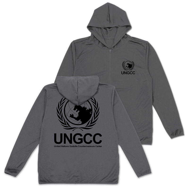 Godzilla - United Nations Godzilla Countermeasure Center Thin Dry Hoodie (Gray | Size L) image 1