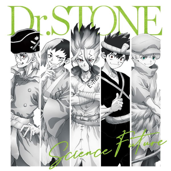 Dr. Stone Ribbed Long Sleeve T-shirt Senku & Gen & Ryusui & Chrome