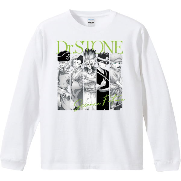 Dr. Stone Ribbed Long Sleeve T-shirt Senku & Gen & Ryusui & Chrome