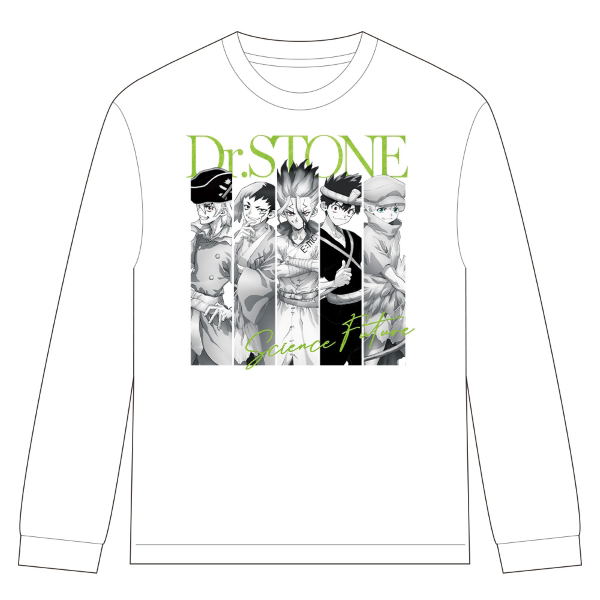 Dr. Stone Ribbed Long Sleeve T-shirt Senku & Gen & Ryusui & Chrome