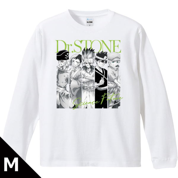 Dr. Stone Ribbed Long Sleeve T-shirt Senku & Gen & Ryusui & Chrome