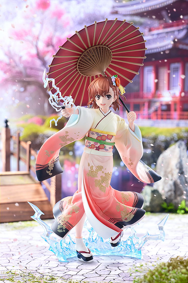 A Certain Scientific Railgun T 1/7 Scale Pre-Painted Figure: Misaka Mikoto Furisode Kimono Ver. image 8