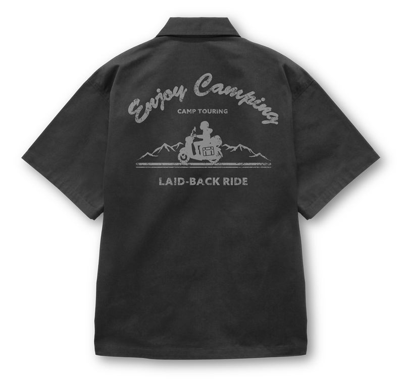 Yuru Camp Season 3 - Silhouette Bike Shima Rin Work Shirt (Gray | Size XL) image 1