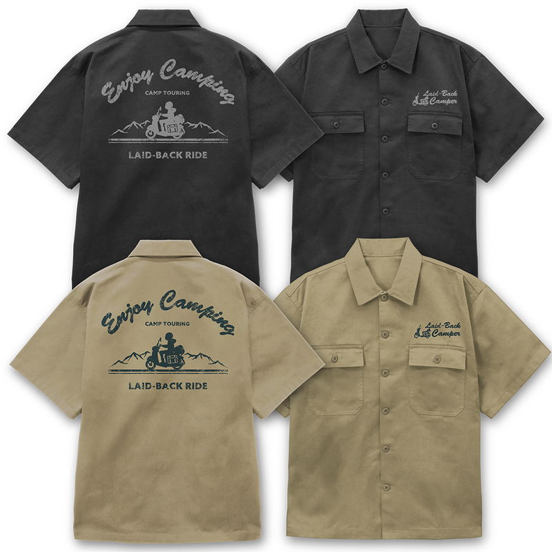 Yuru Camp Season 3 - Silhouette Bike Shima Rin Work Shirt (Gray | Size XL) image 6