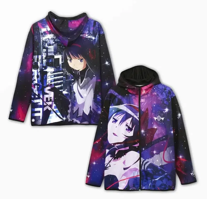 Puella Magi Madoka Magica The Movie: Rebellion - Homura Full Graphic Dry Hoodie (Size M) image 1