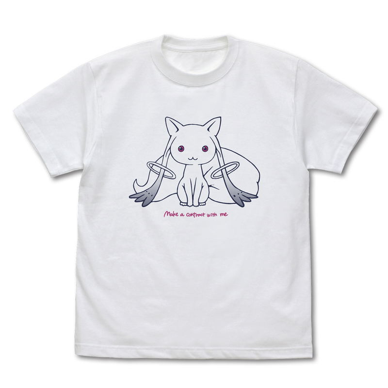 Puella Magi Madoka Magica The Movie: Rebellion - Kyubey Line Art T-shirt (White | Size S) image 1