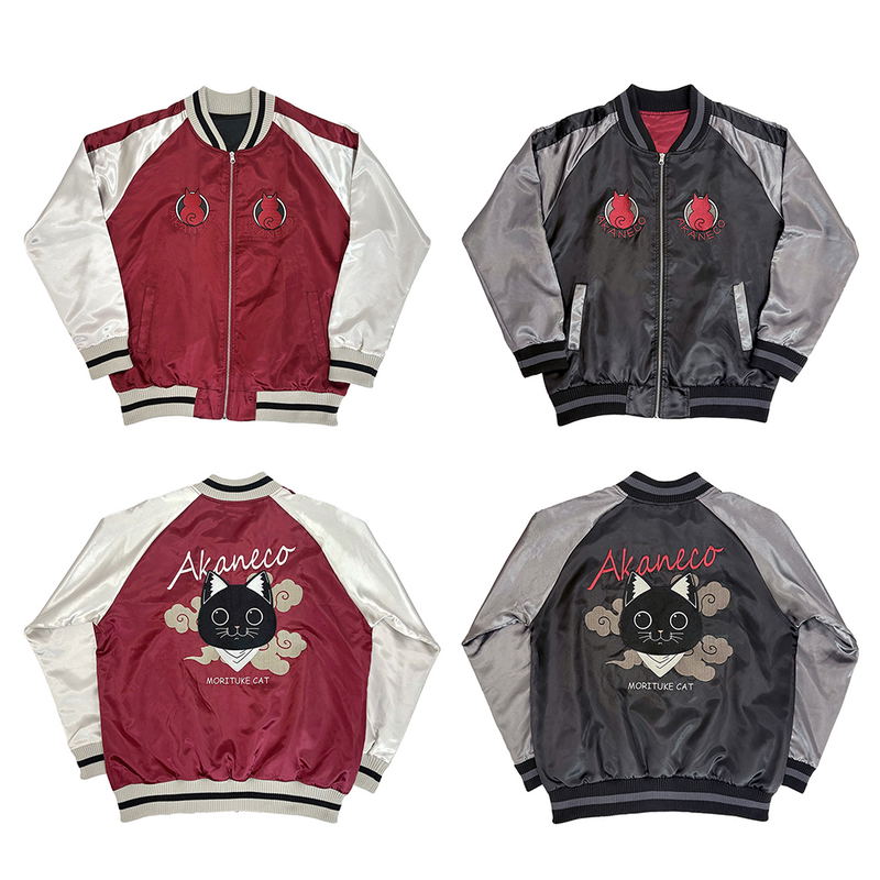 TV Anime Ramen Akaneko - Sabu Embroidered Sukajan Jacket (Burgundy | Size L) image 2