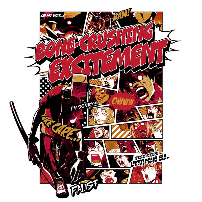 Guilty Gear -Strive- Faust Bone-crushing Excitement T-shirt (White | Size L) image 2
