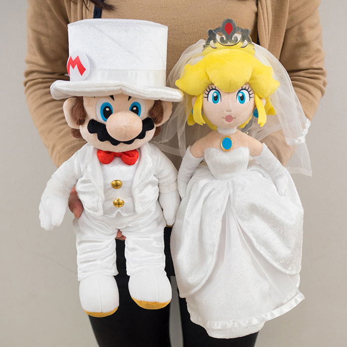 princess peach wedding dress plush 2X Super Mario Odyssey Peach Princess Mario Wedding Dress Plush Toy 13" and  9"