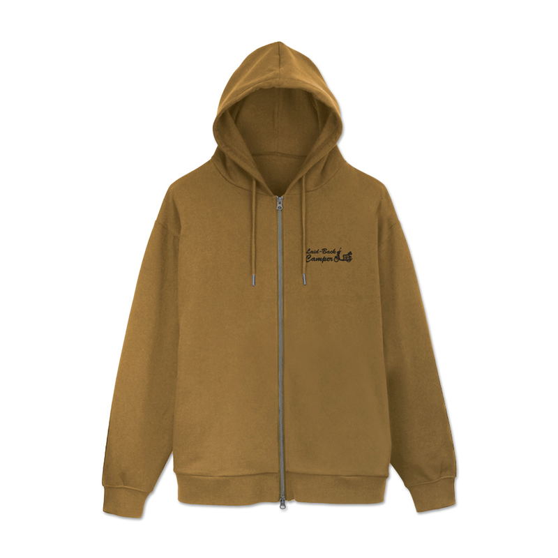 Yuru Camp Season 3 - Silhouette Bike Shima Rin Zip Hoodie (Coyote | Size M) image 2