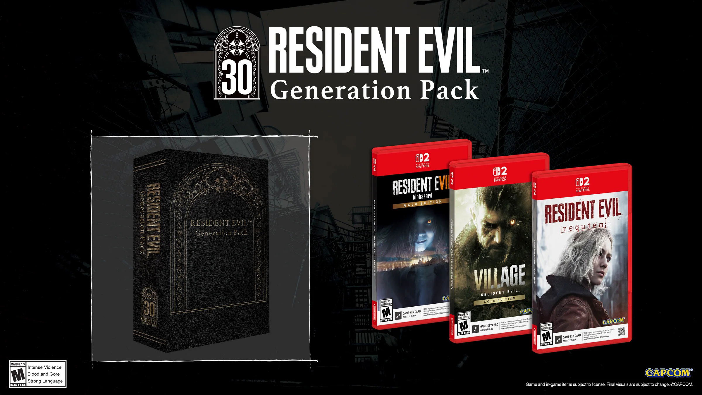 Resident Evil Generation Pack Game Key Cart for Nintendo Switch 2