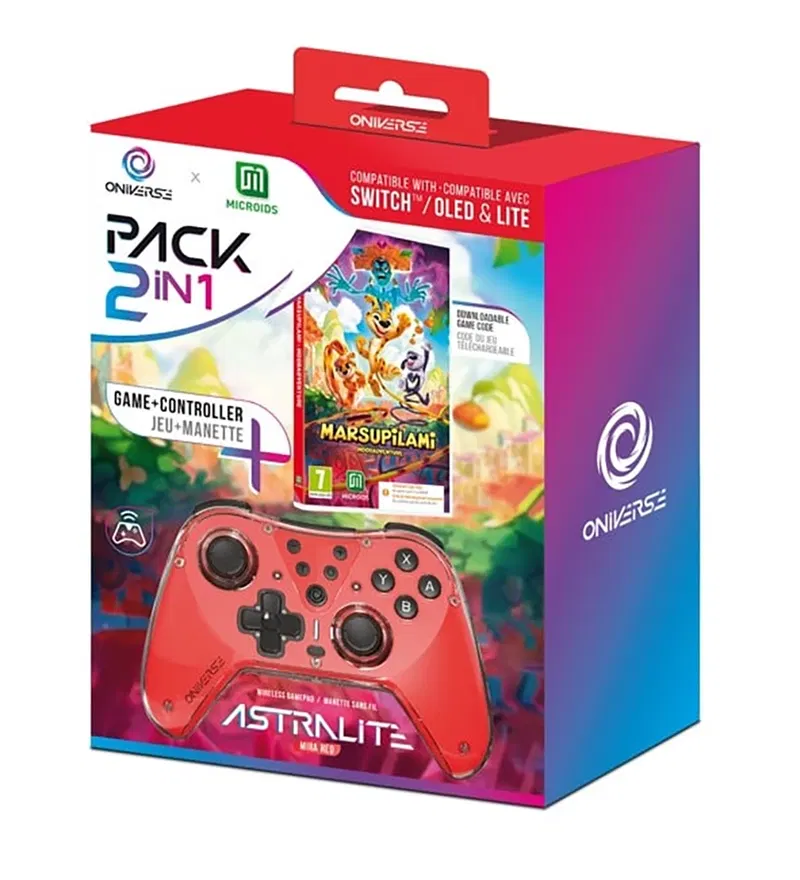 2 in 1 Pack (Astralite Red Mira Controller + Marsupilami Game Set) image 1