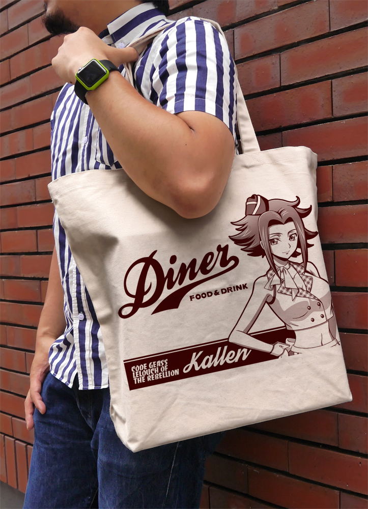 Code Geass: Lelouch Of The Rebellion - Original Illustration Of Kallen Kozuki Large Tote Bag American Diner Ver. (Natural) image 2