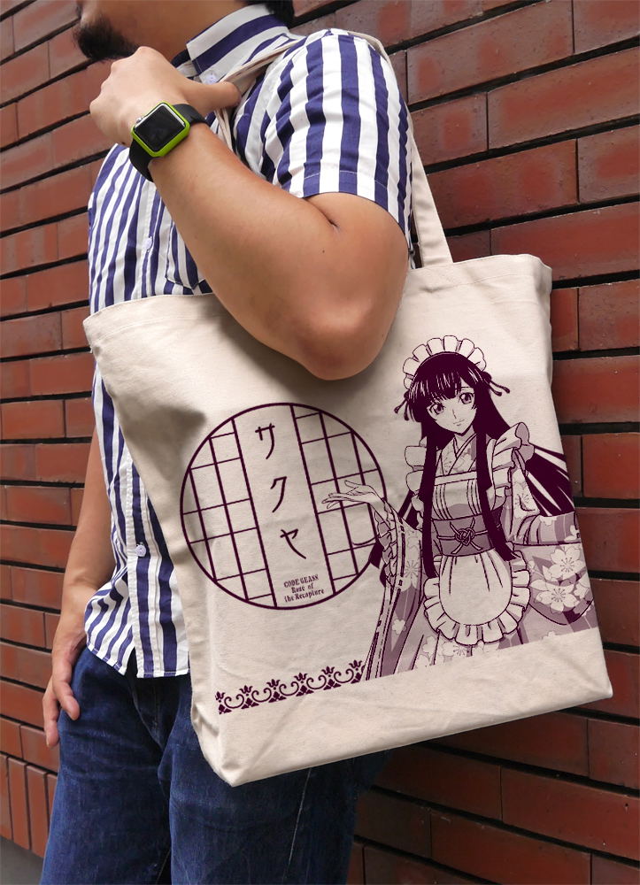 Code Geass: Roze Of The Recapture - Original Illustration Of Sumeragi Sakuya Large Tote Bag Japanese Maid Ver. (Natural) image 2