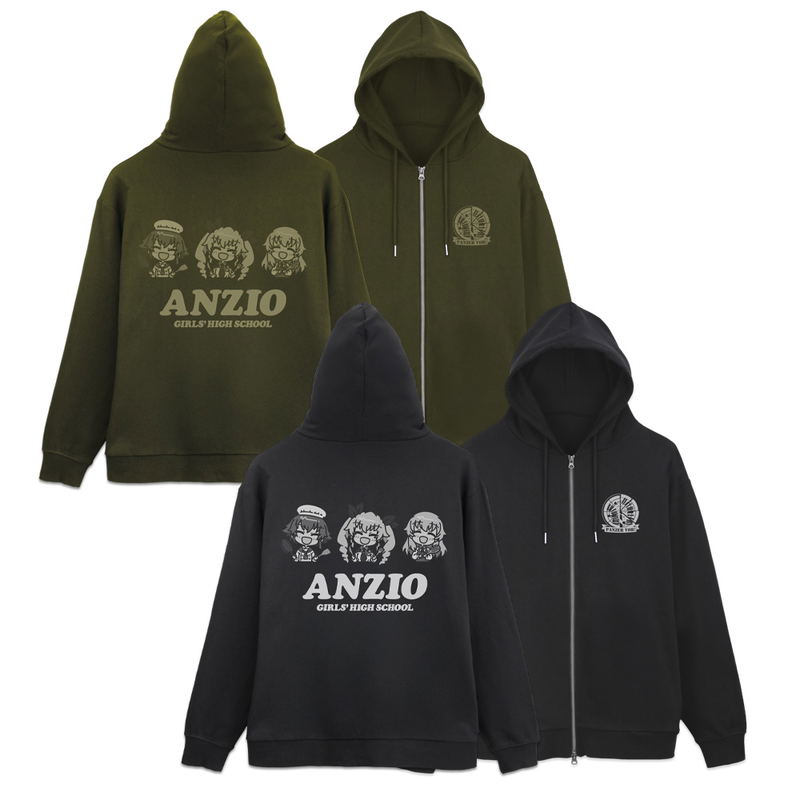 Girls Und Panzer Das Finale - Anzio High School Zip Hoodie (Black | Size L) image 5