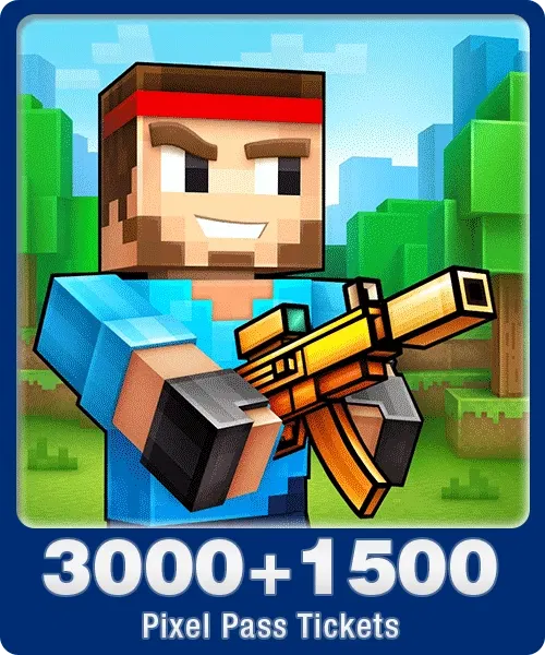 Pixel Gun 3D 3000 + 1500 Pixel Pass Tickets | Indonesia Direct Top Up Codashop Direct Top Up digital — Import Game Deal