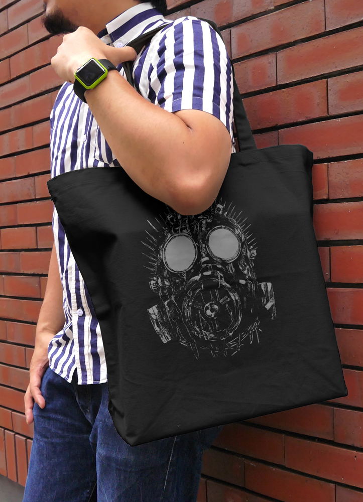 Dorohedoro (Original Version) - Kaiman Mask Large Tote Bag (Black) image 2