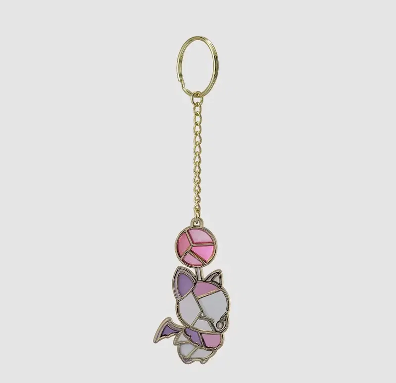 Final Fantasy XIV Stained Glass Style Key Chain Moogle image 1