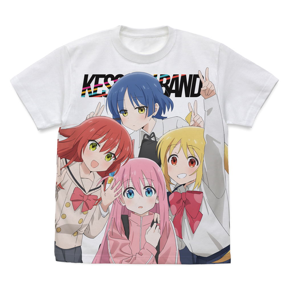 Anime Bocchi The Rock! - Kessoku Band Full Graphic T-shirt (White