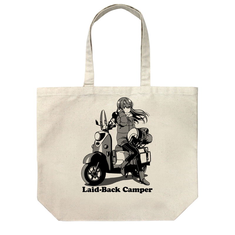 Yuru Camp Season 3 - Original Illustration Of Shima Rin Large Tote Bag Taking A Break On The Bike Ver. (Natural) image 1